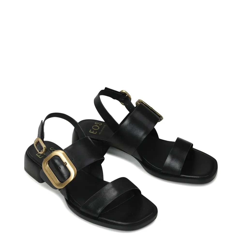 Sandale à talons EOS pour femme en cuir Tegean, couleur Onyx Noir