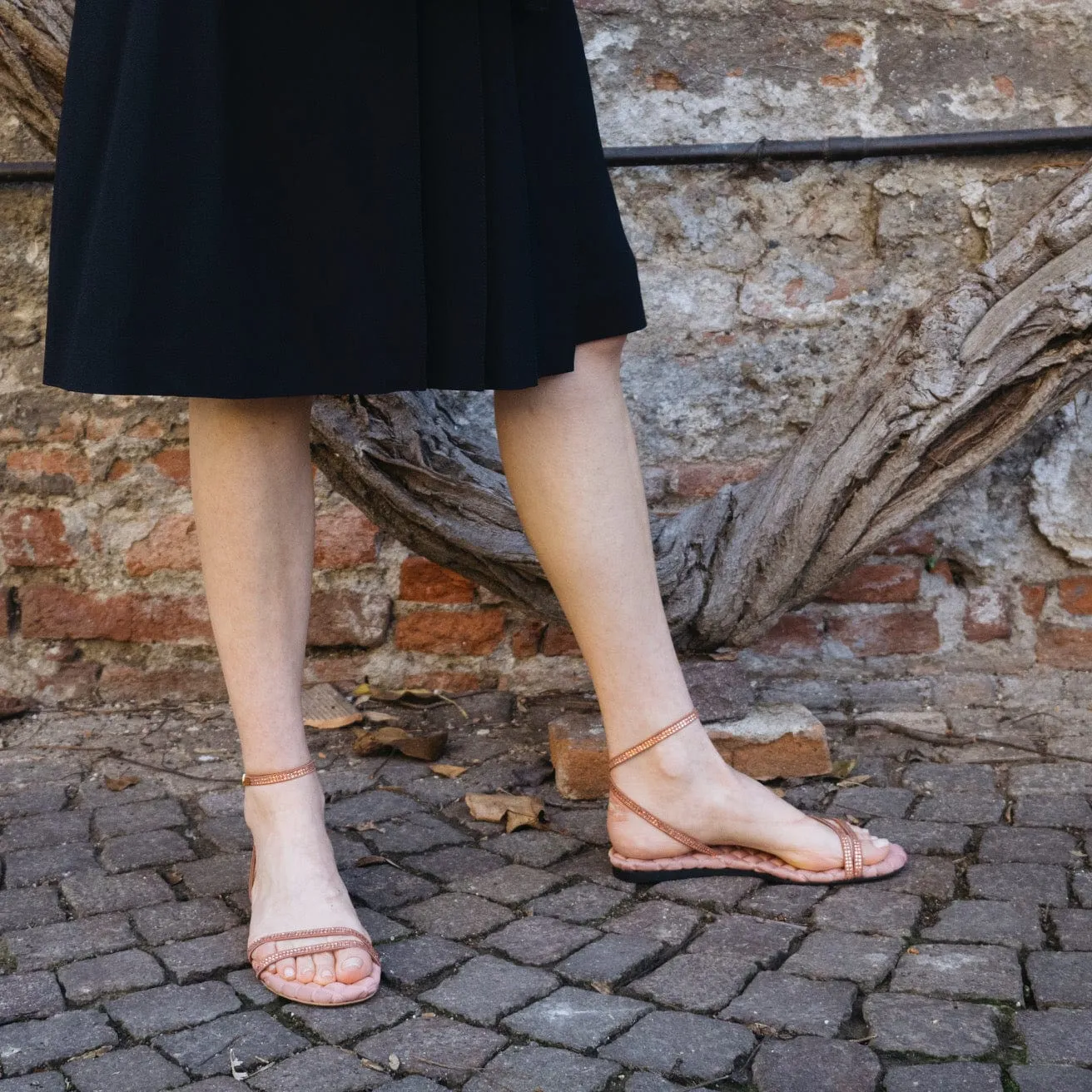 Sandales Faye Vegan en coton rembourré | Cristal rose antique
