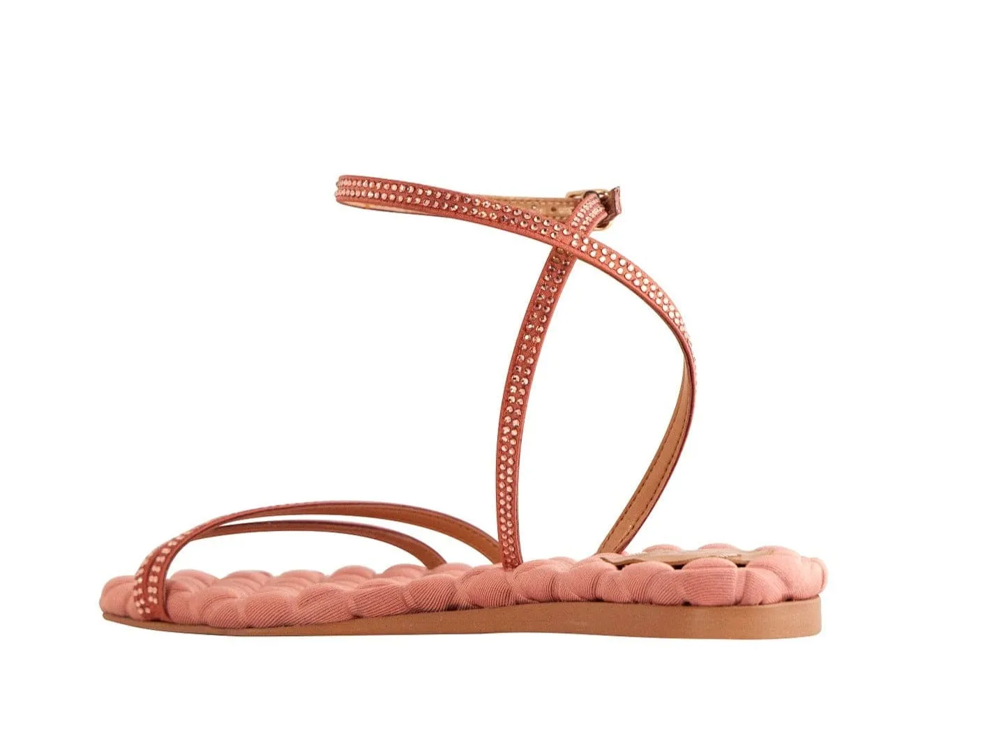 Sandales Faye Vegan en coton rembourré | Cristal rose antique