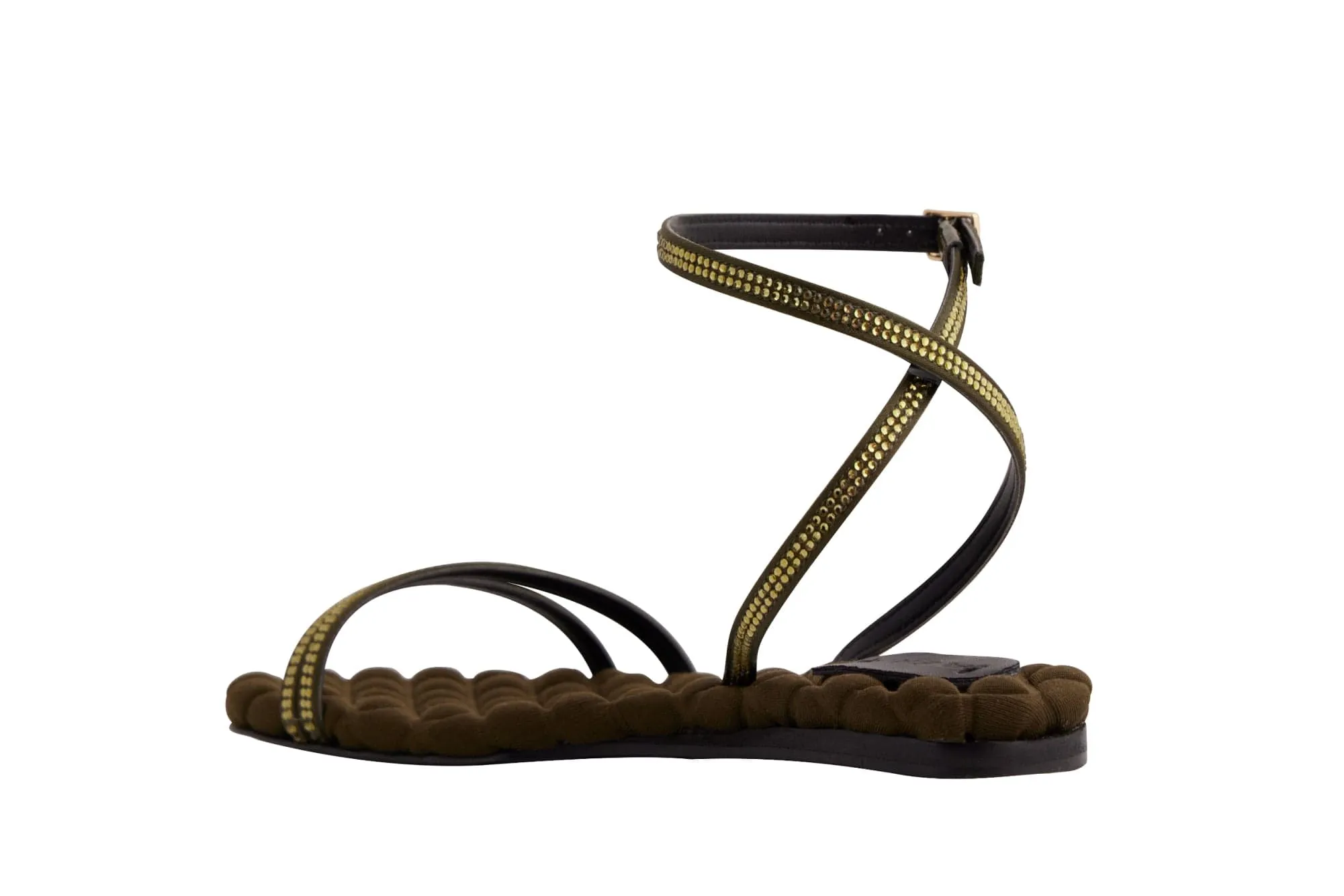 Sandales Faye Vegan en coton rembourré | Cristal militaire