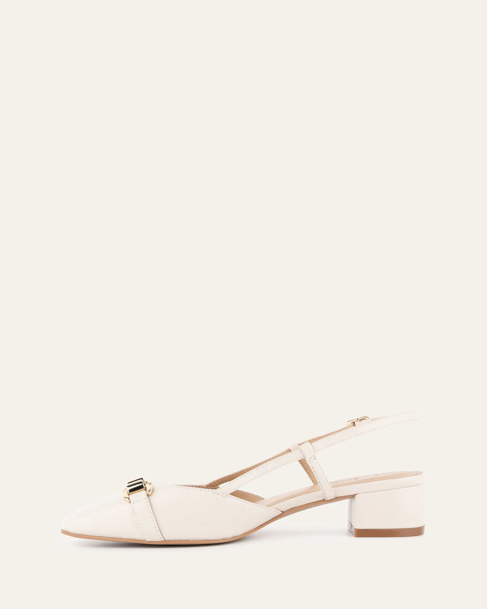 FRANCA TALONS BAS EN CUIR BLANC CASSÉ
