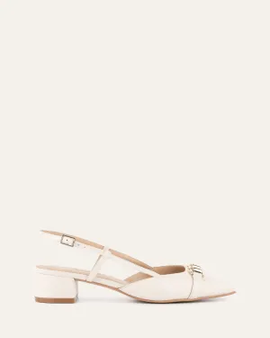 FRANCA TALONS BAS EN CUIR BLANC CASSÉ