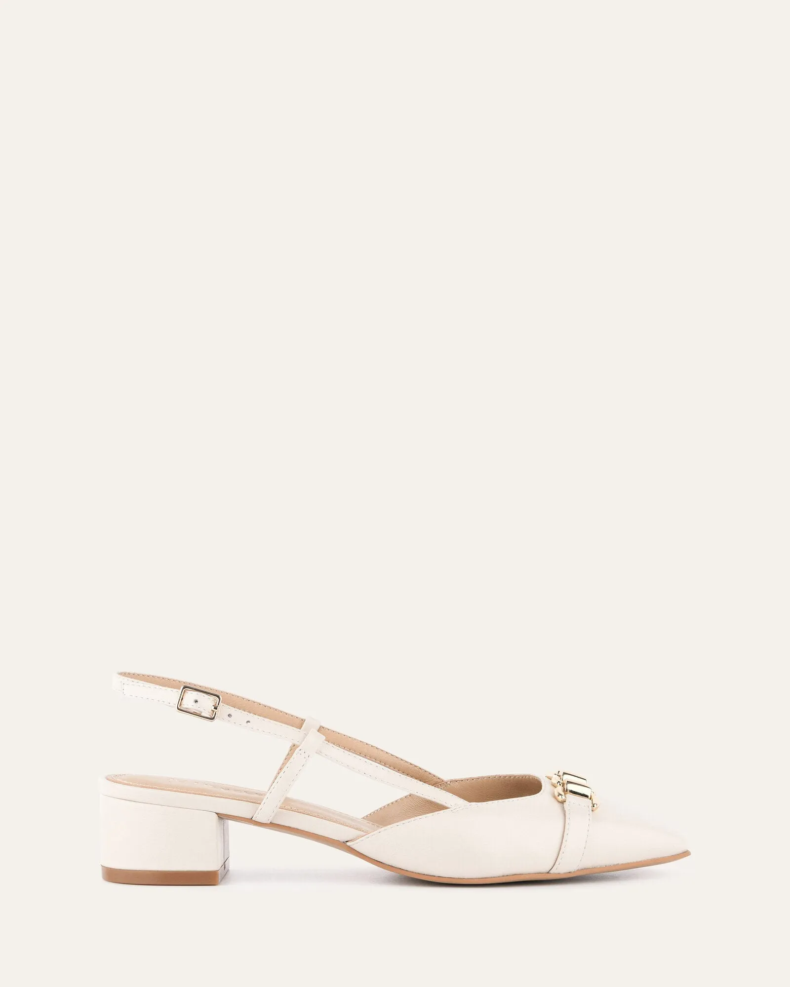 FRANCA TALONS BAS EN CUIR BLANC CASSÉ