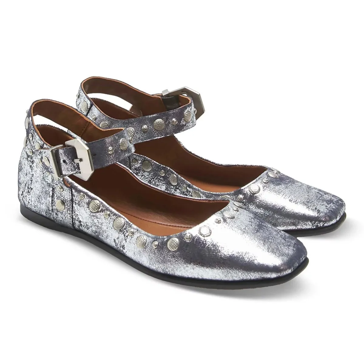 Free People Escarpins Femme Mystic Mary Jane Argent Usé