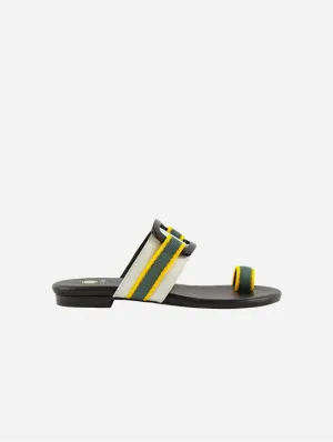 Sandales slides en simili cuir vegan Gala | Gris & Jaune