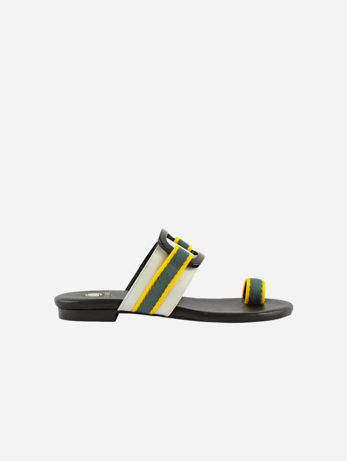 Sandales slides en simili cuir vegan Gala | Gris & Jaune