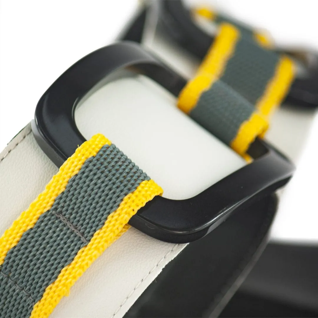 Sandales slides en simili cuir vegan Gala | Gris & Jaune