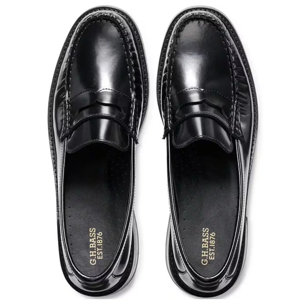 G.H. Bass Mocassin à Talon Whitney pour Femme en Cuir Noir