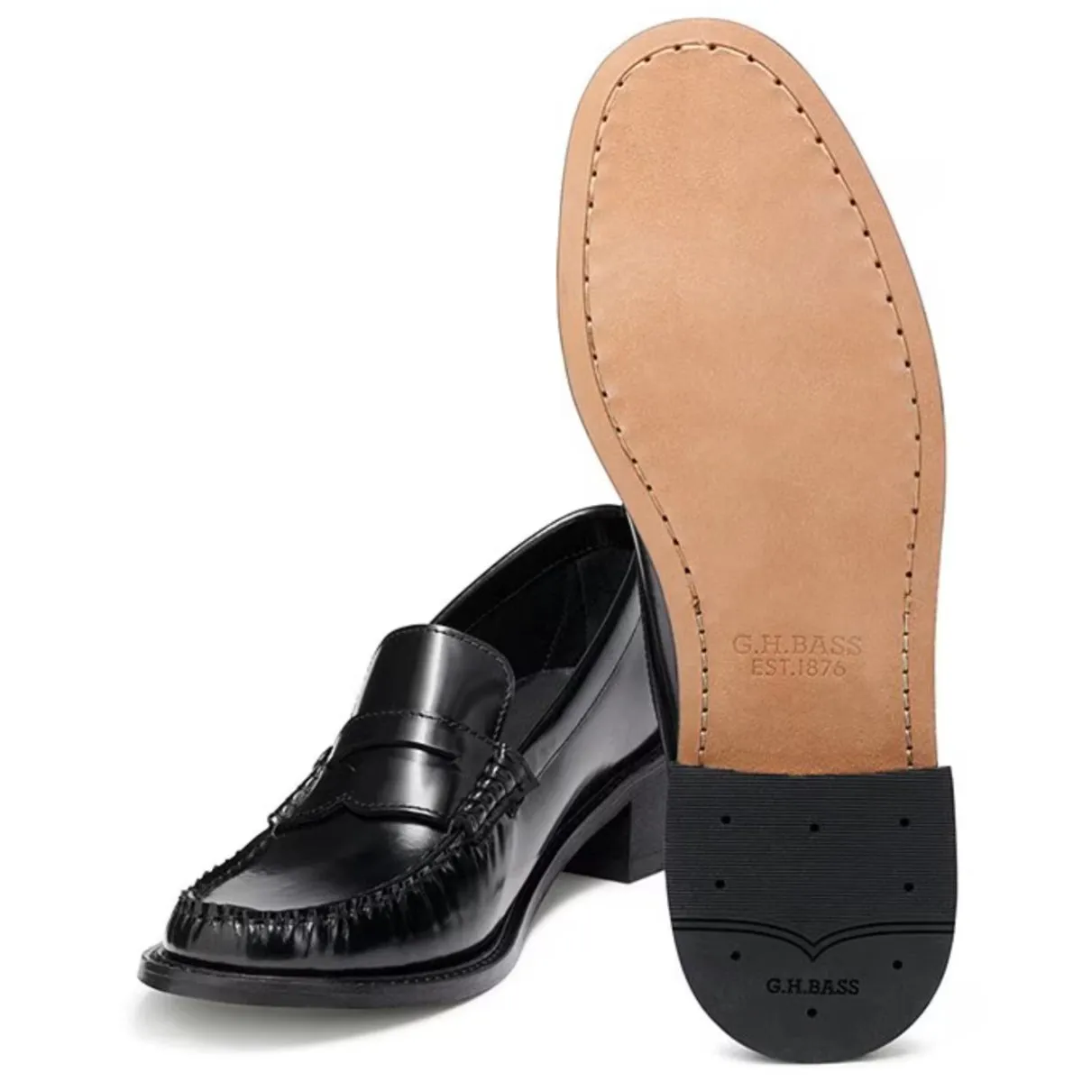 G.H. Bass Mocassin à Talon Whitney pour Femme en Cuir Noir