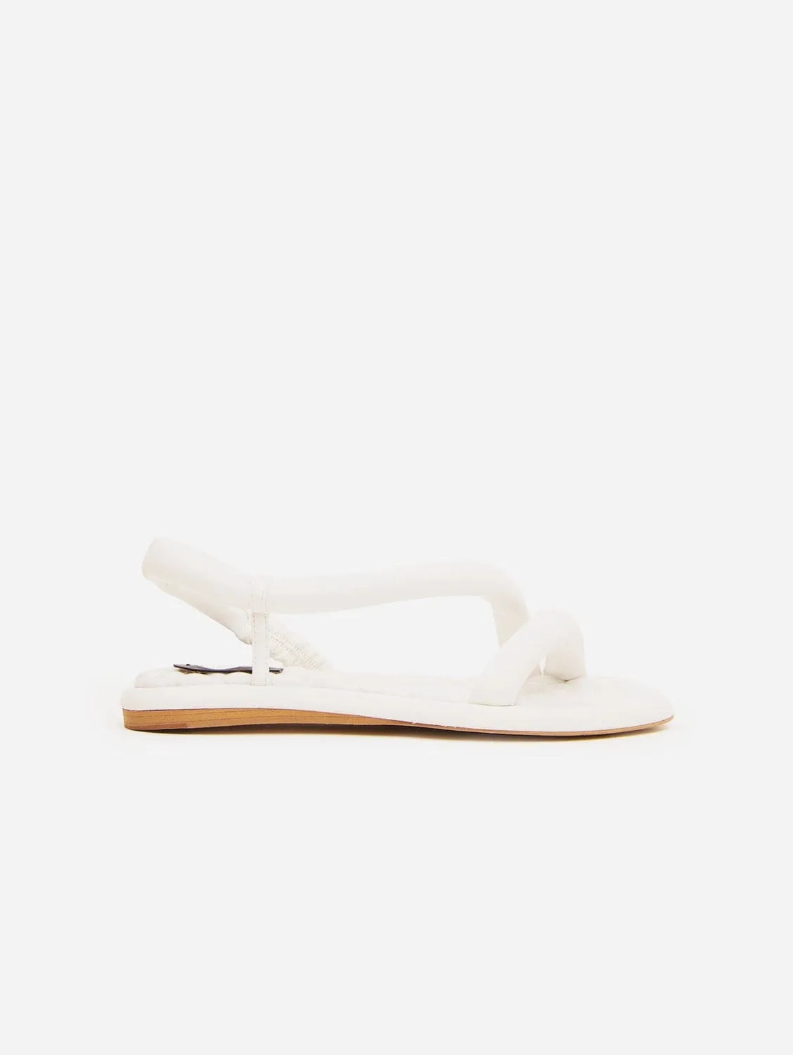 Sandales plates épaisses en cuir nappa vegan Gina | Blanc