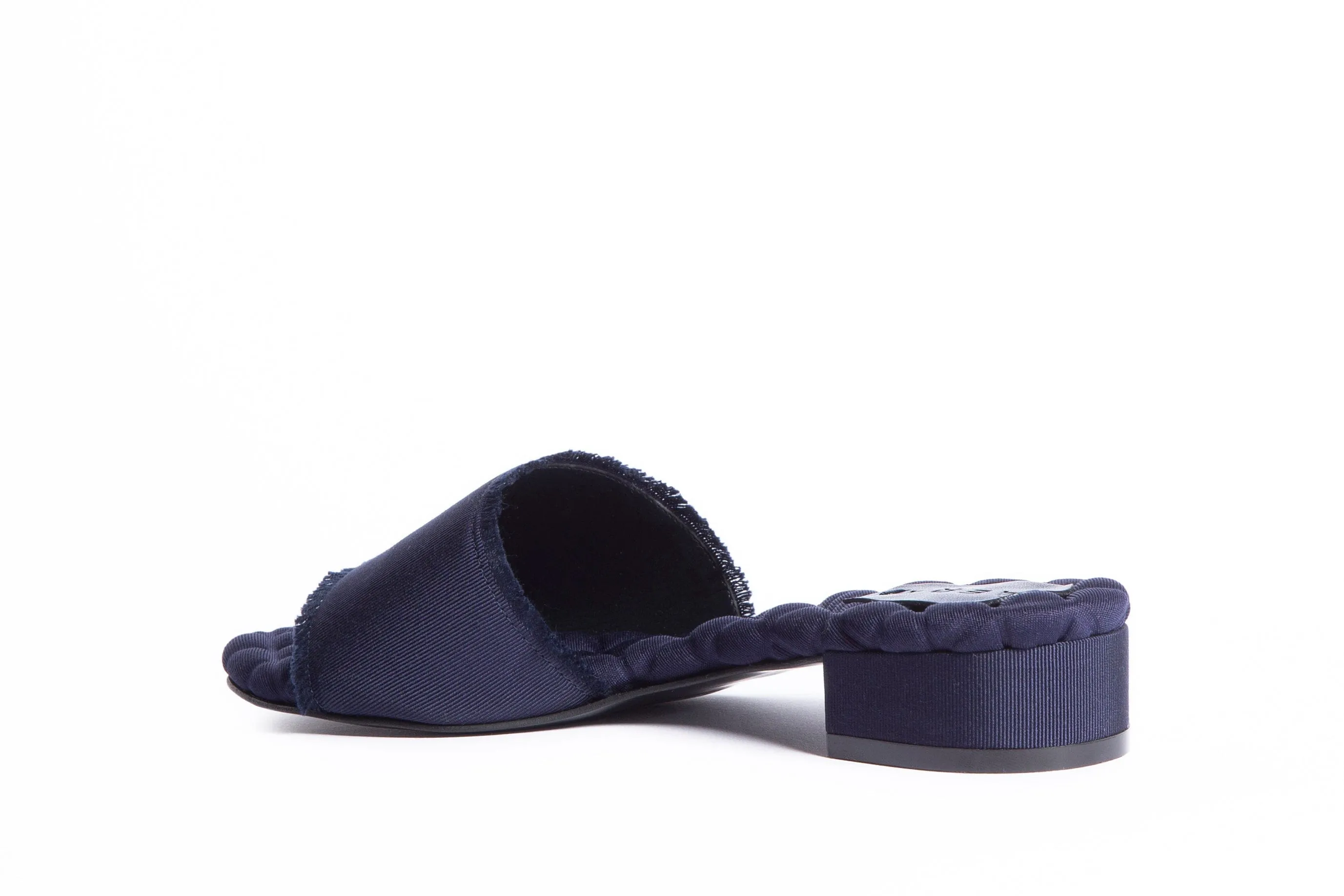Sandales slides en coton vegan Giorgia | Gros-grain marine