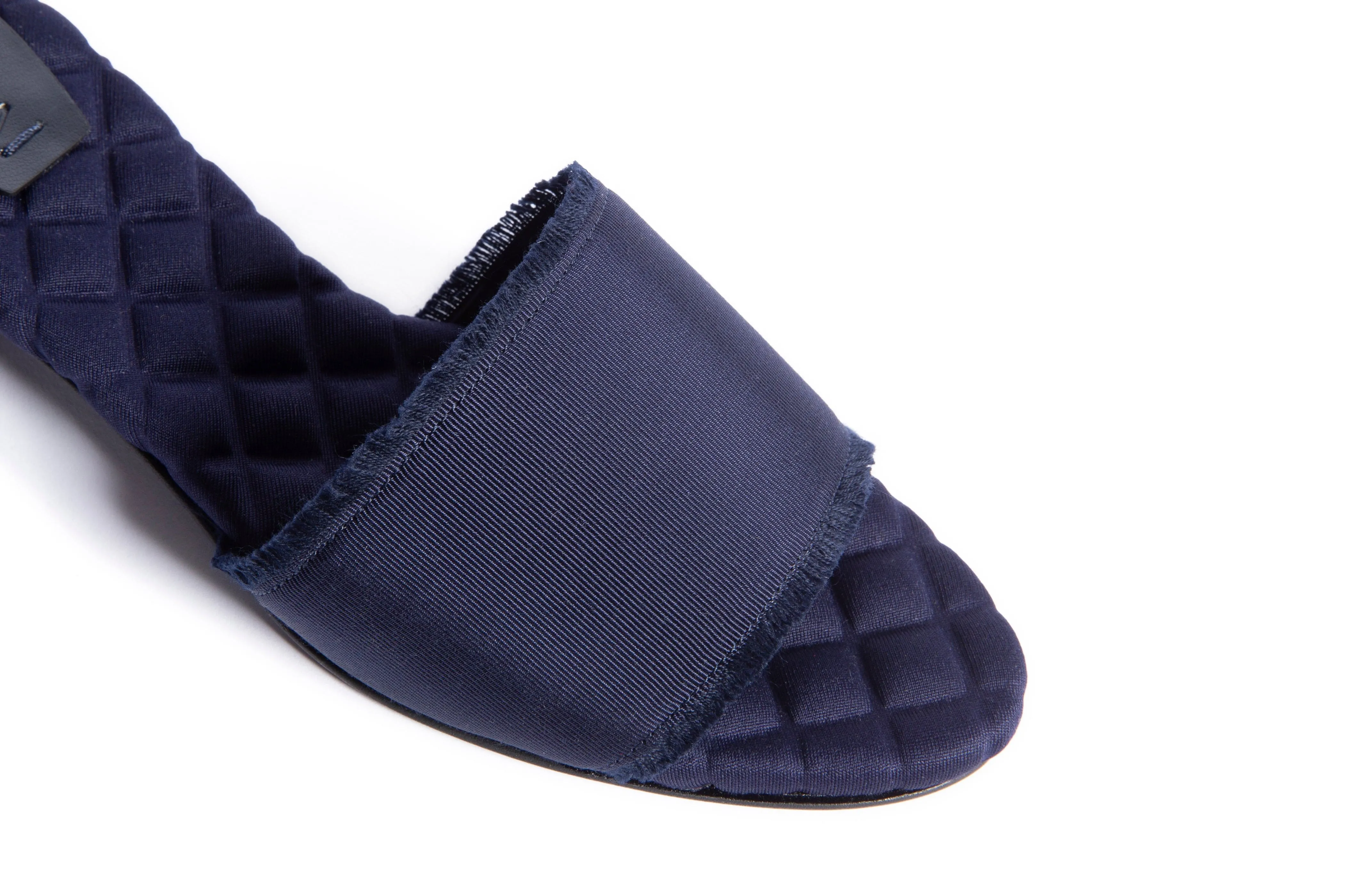 Sandales slides en coton vegan Giorgia | Gros-grain marine