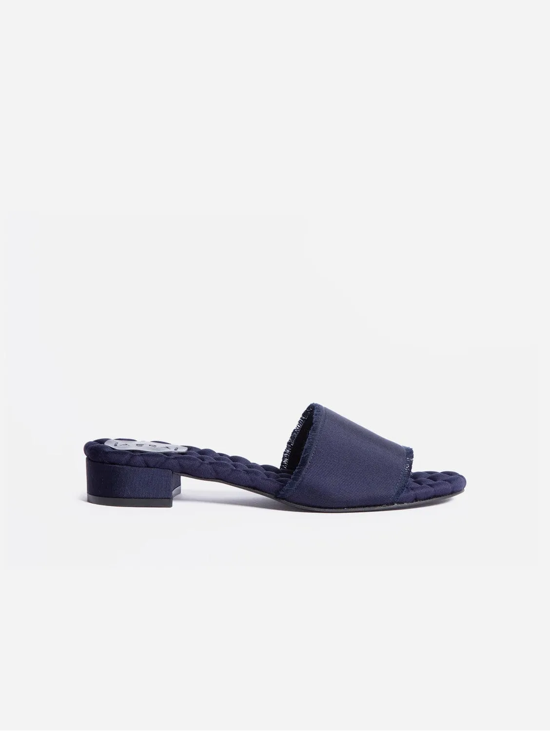 Sandales slides en coton vegan Giorgia | Gros-grain marine