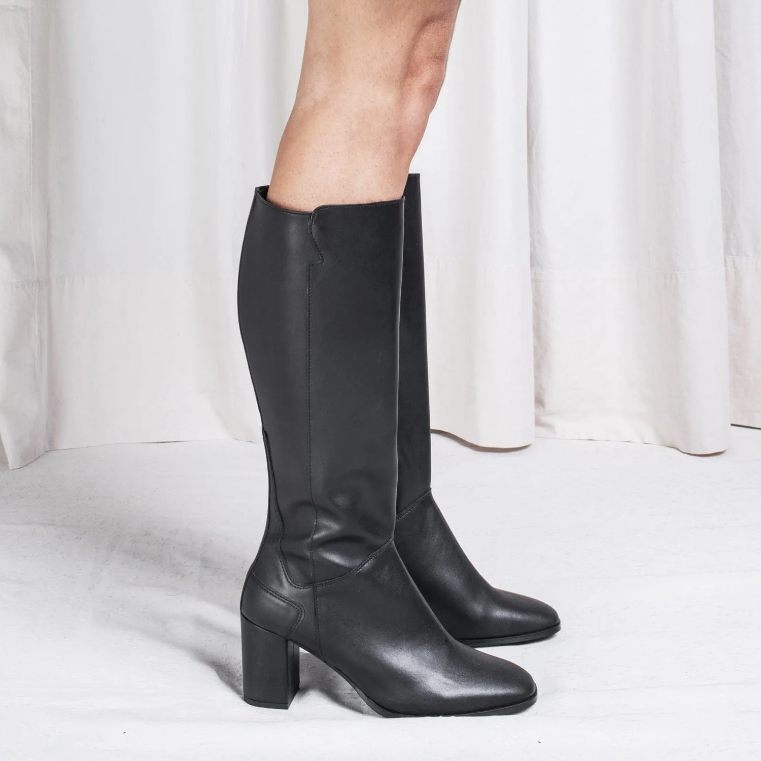 Bottes en cuir végan pomme pour femme Greta | Noir