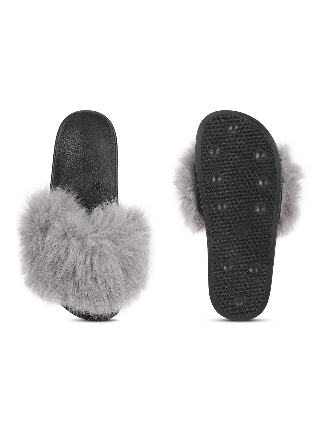 Mules à fourrure grise (TC-AMUNA1012-GRY)