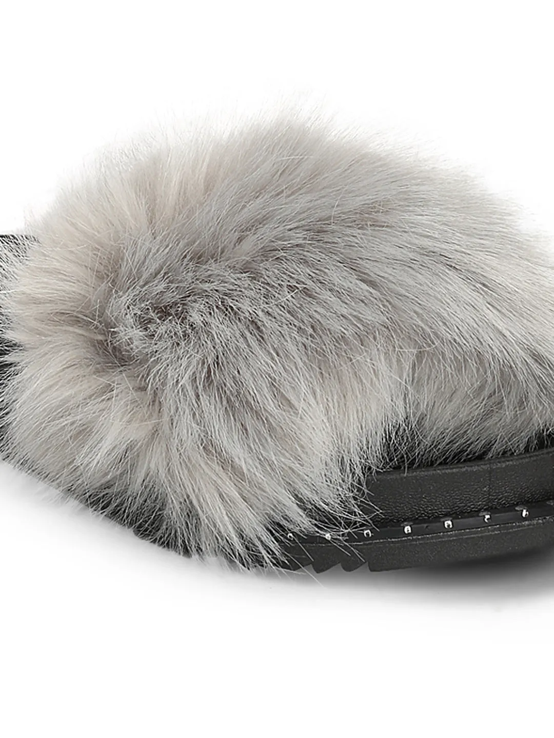 Mules à clous en fourrure grise