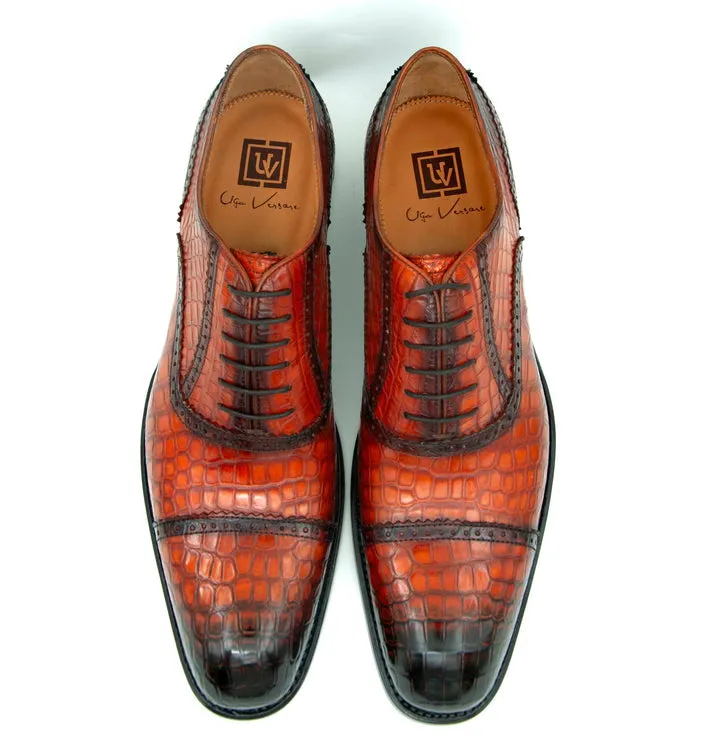 Chaussures à lacets H and H Alligator - Camel