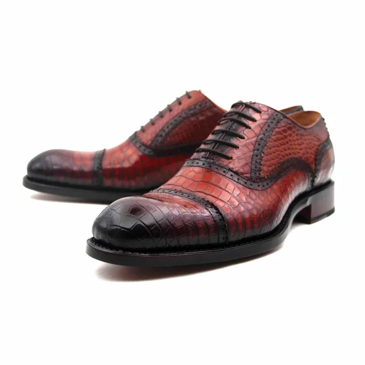 Chaussures à lacets H and H Alligator - Camel