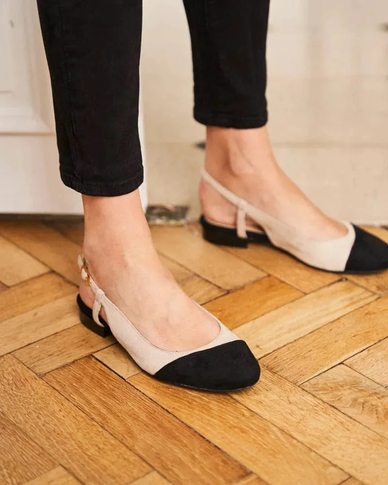 Escarpins Slingback Hortense Vegan en Grain Recyclé | Noir & Beige