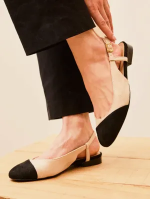Escarpins Slingback Hortense Vegan en Grain Recyclé | Noir & Beige