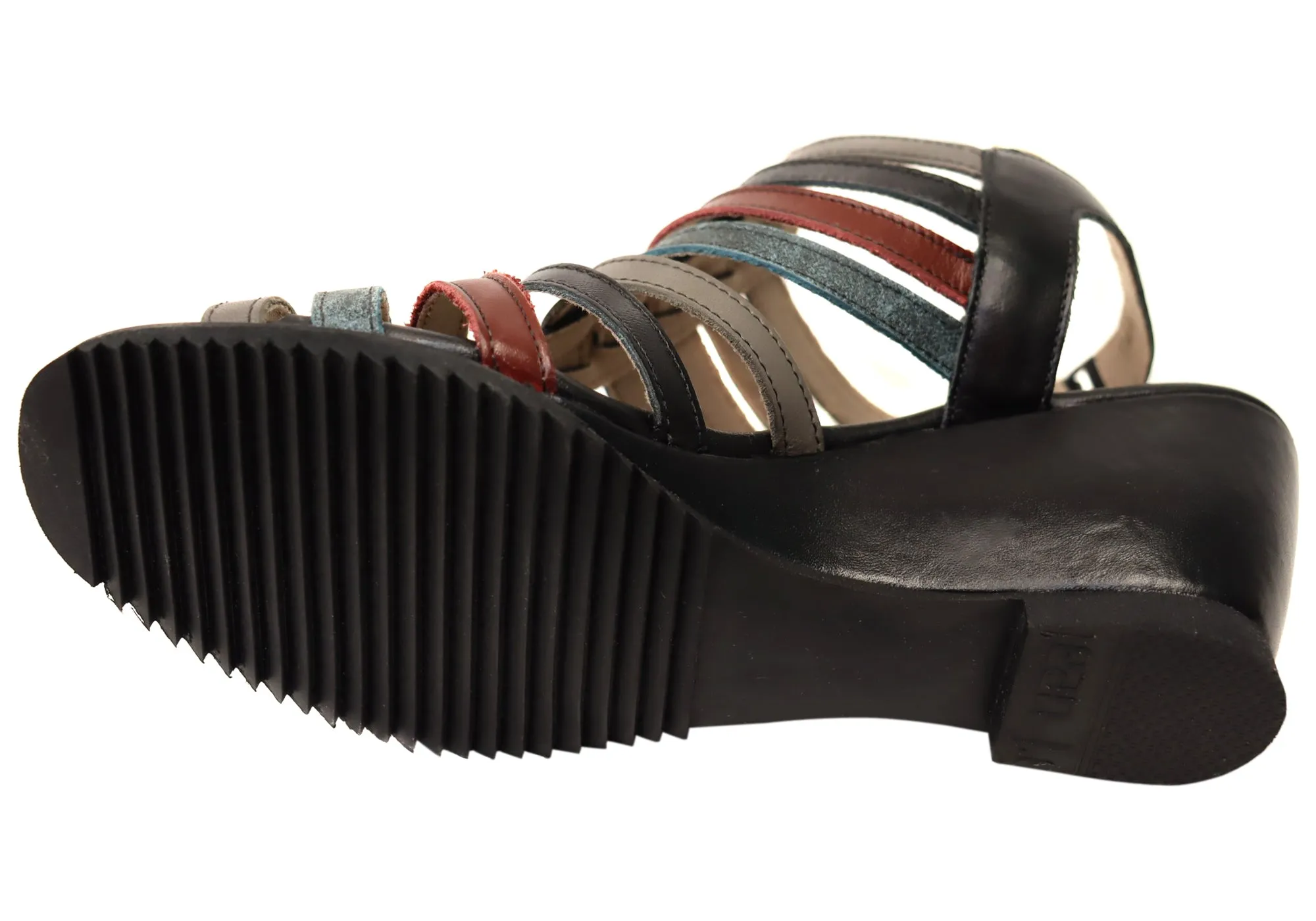 J Gean Leena Sandales Femme à Talon Compensé en Cuir Confortable Fabriquées au Brésil Chaussures J Gean