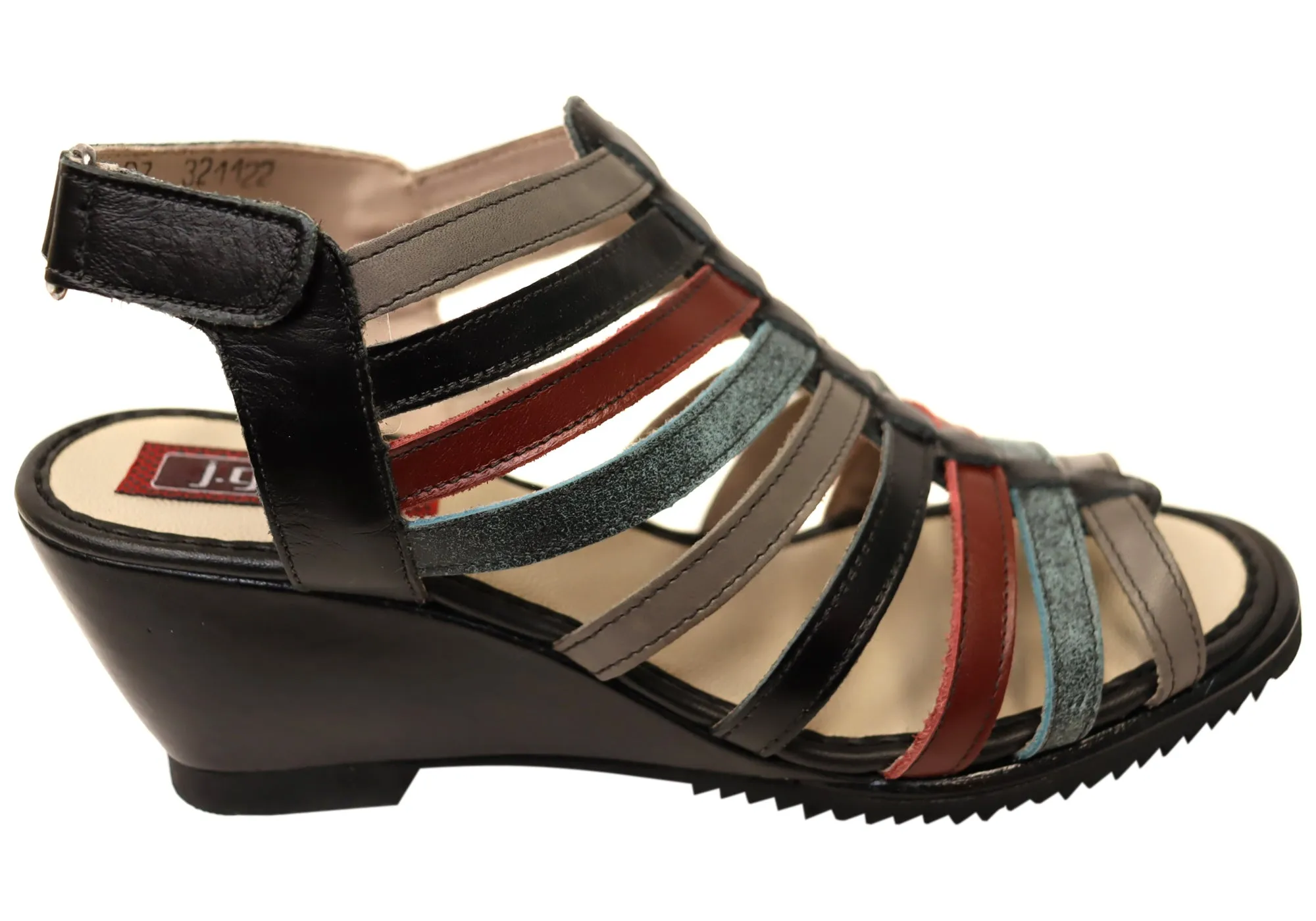 J Gean Leena Sandales Femme à Talon Compensé en Cuir Confortable Fabriquées au Brésil Chaussures J Gean
