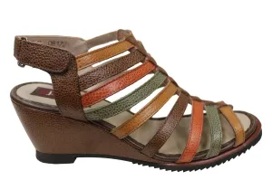 J Gean Leena Sandales Femme à Talon Compensé en Cuir Confortable Fabriquées au Brésil Chaussures J Gean