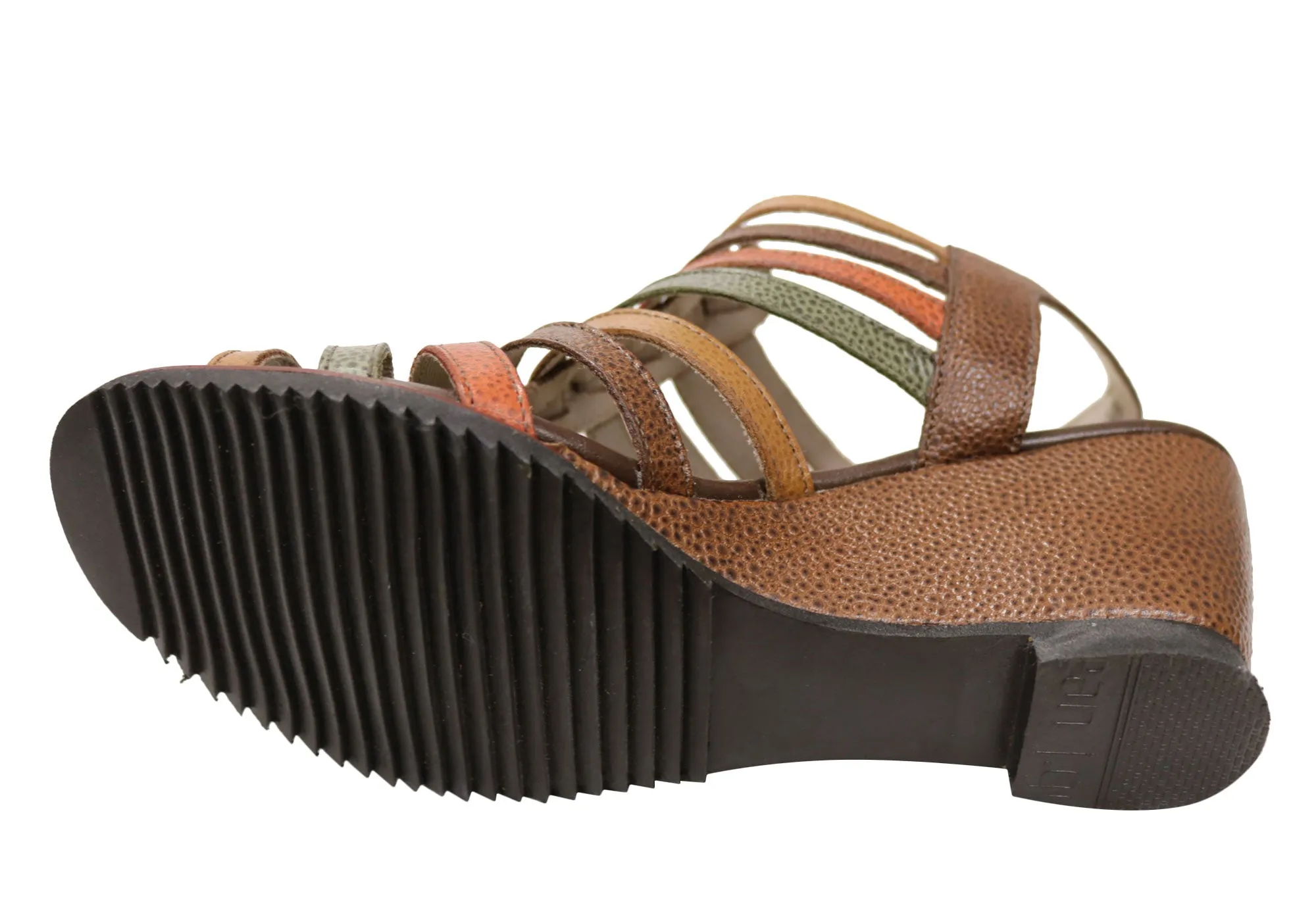 J Gean Leena Sandales Femme à Talon Compensé en Cuir Confortable Fabriquées au Brésil Chaussures J Gean