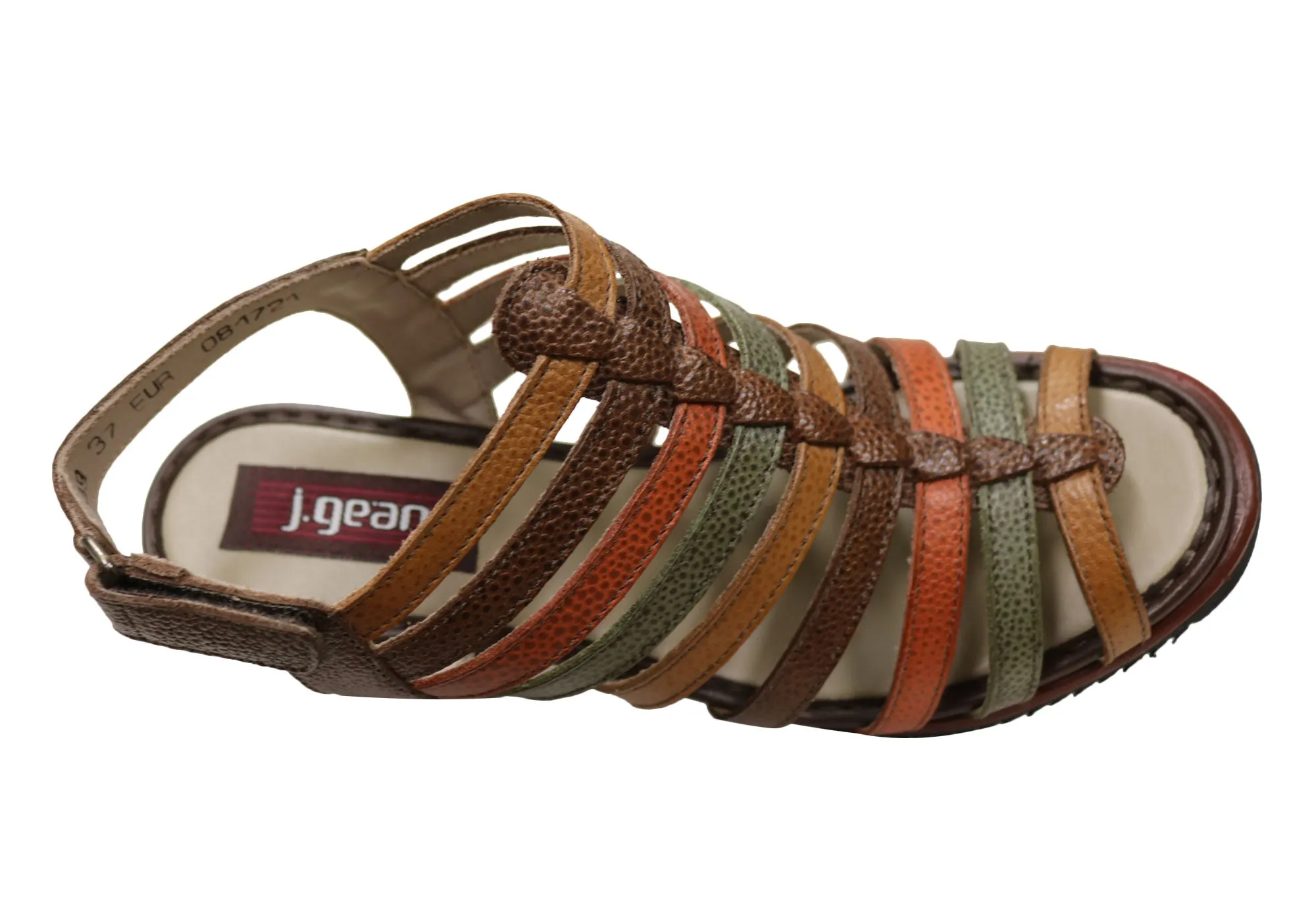 J Gean Leena Sandales Femme à Talon Compensé en Cuir Confortable Fabriquées au Brésil Chaussures J Gean