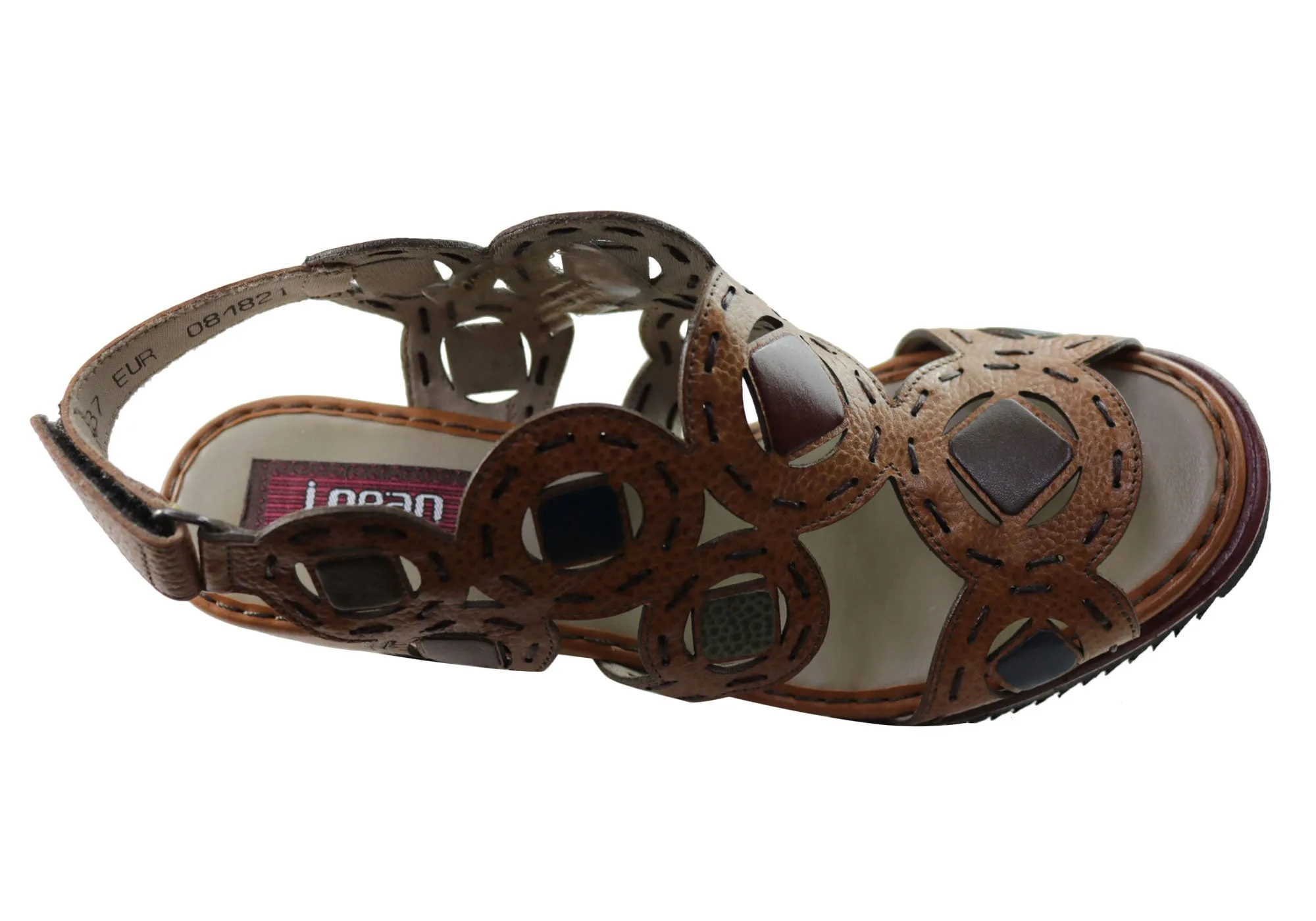 J Gean Sonya Sandales à Talon Compensé en Cuir Confortables pour Femmes Fabriquées au Brésil Chaussures J Gean