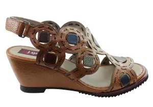 J Gean Sonya Sandales à Talon Compensé en Cuir Confortables pour Femmes Fabriquées au Brésil Chaussures J Gean