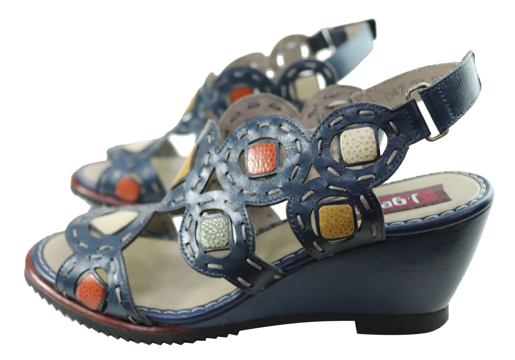 J Gean Sonya Sandales à Talon Compensé en Cuir Confortables pour Femmes Fabriquées au Brésil Chaussures J Gean