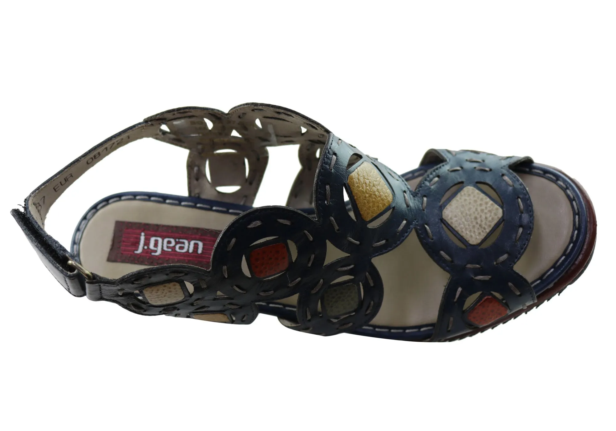 J Gean Sonya Sandales à Talon Compensé en Cuir Confortables pour Femmes Fabriquées au Brésil Chaussures J Gean