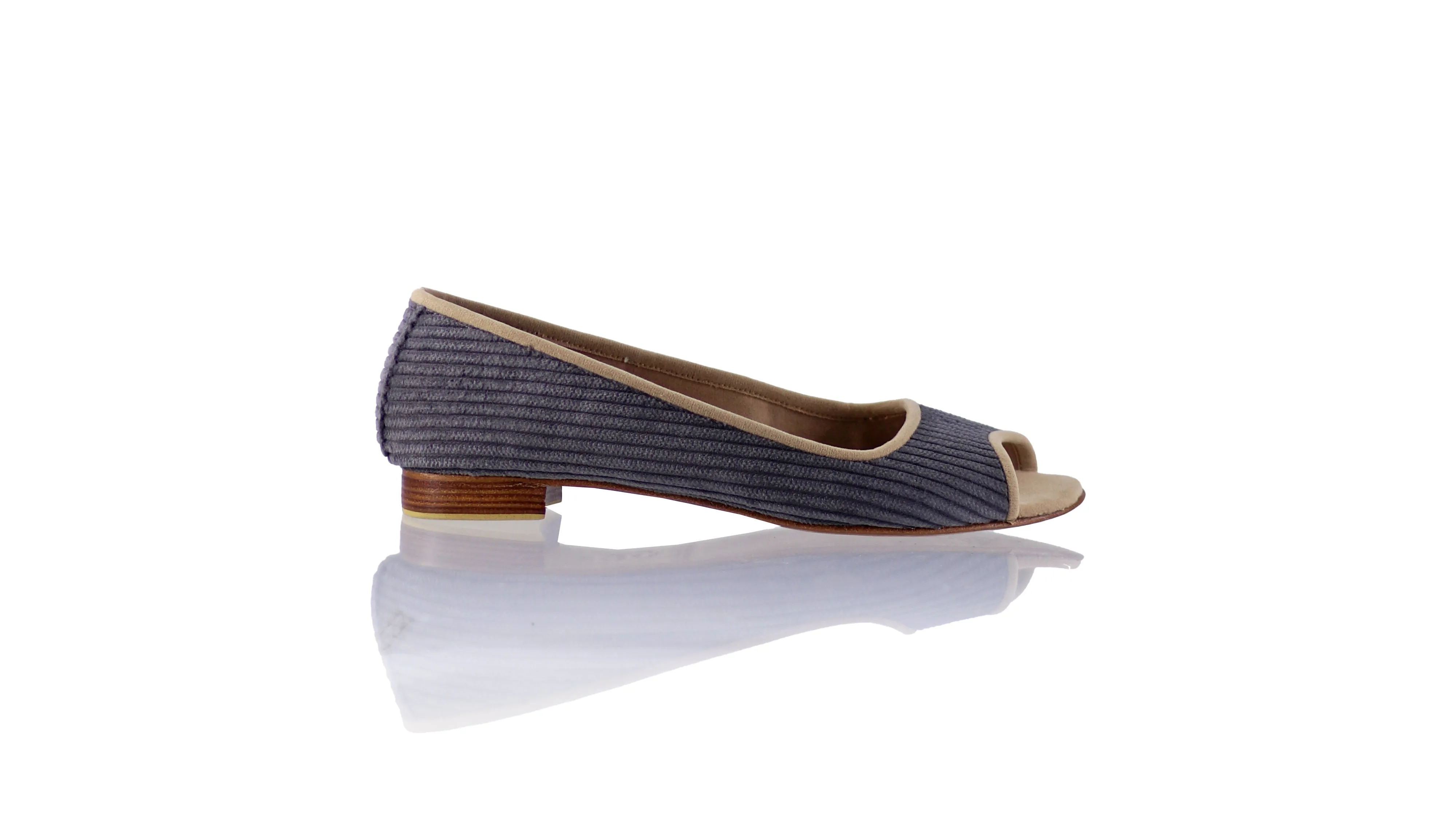 Kate Peeptoe 20mm Ballet - Velours côtelé charbon