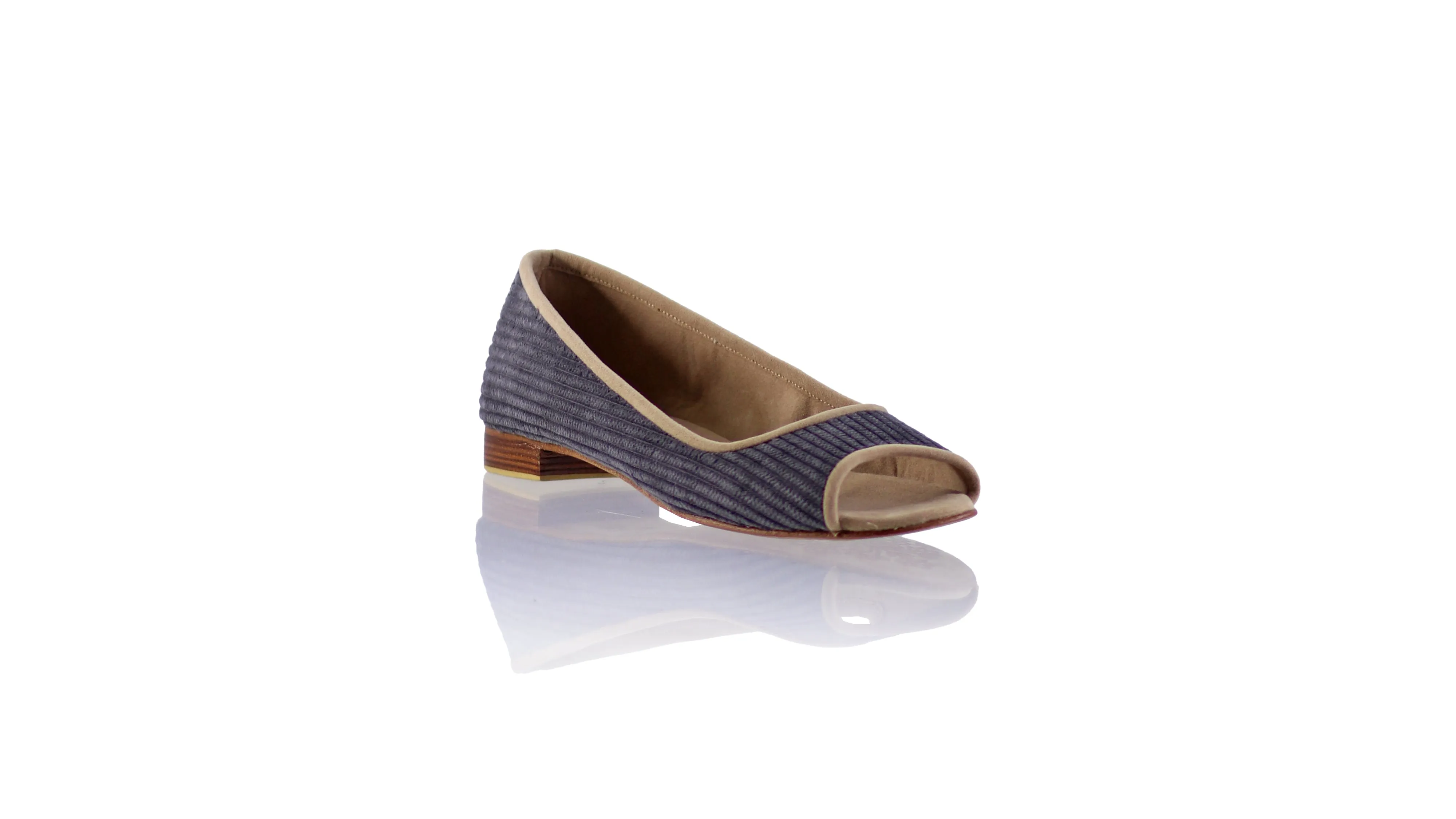 Kate Peeptoe 20mm Ballet - Velours côtelé charbon