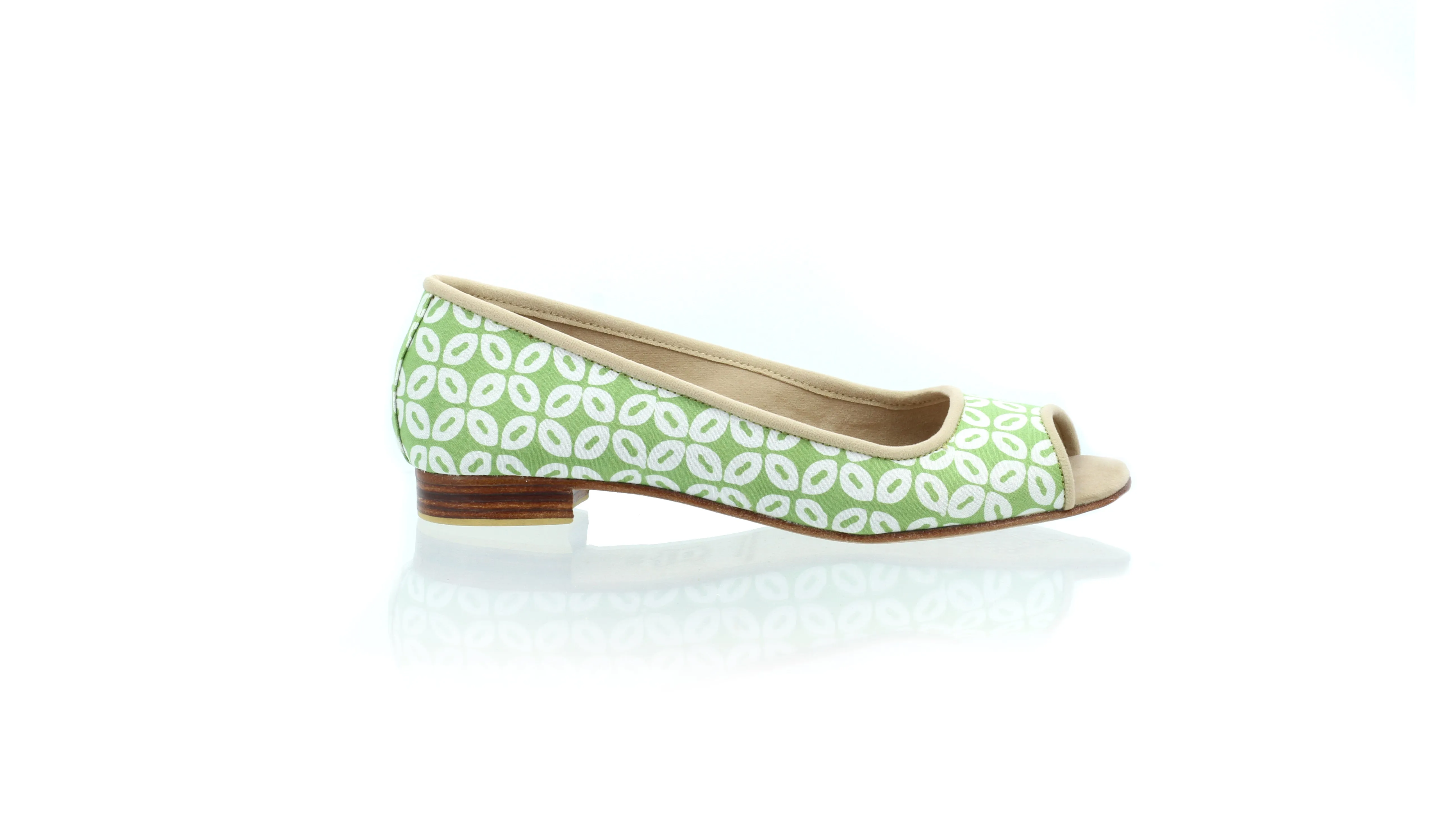 Kate Peeptoe 20mm Ballet - Motif Kawung S en Batik Vert