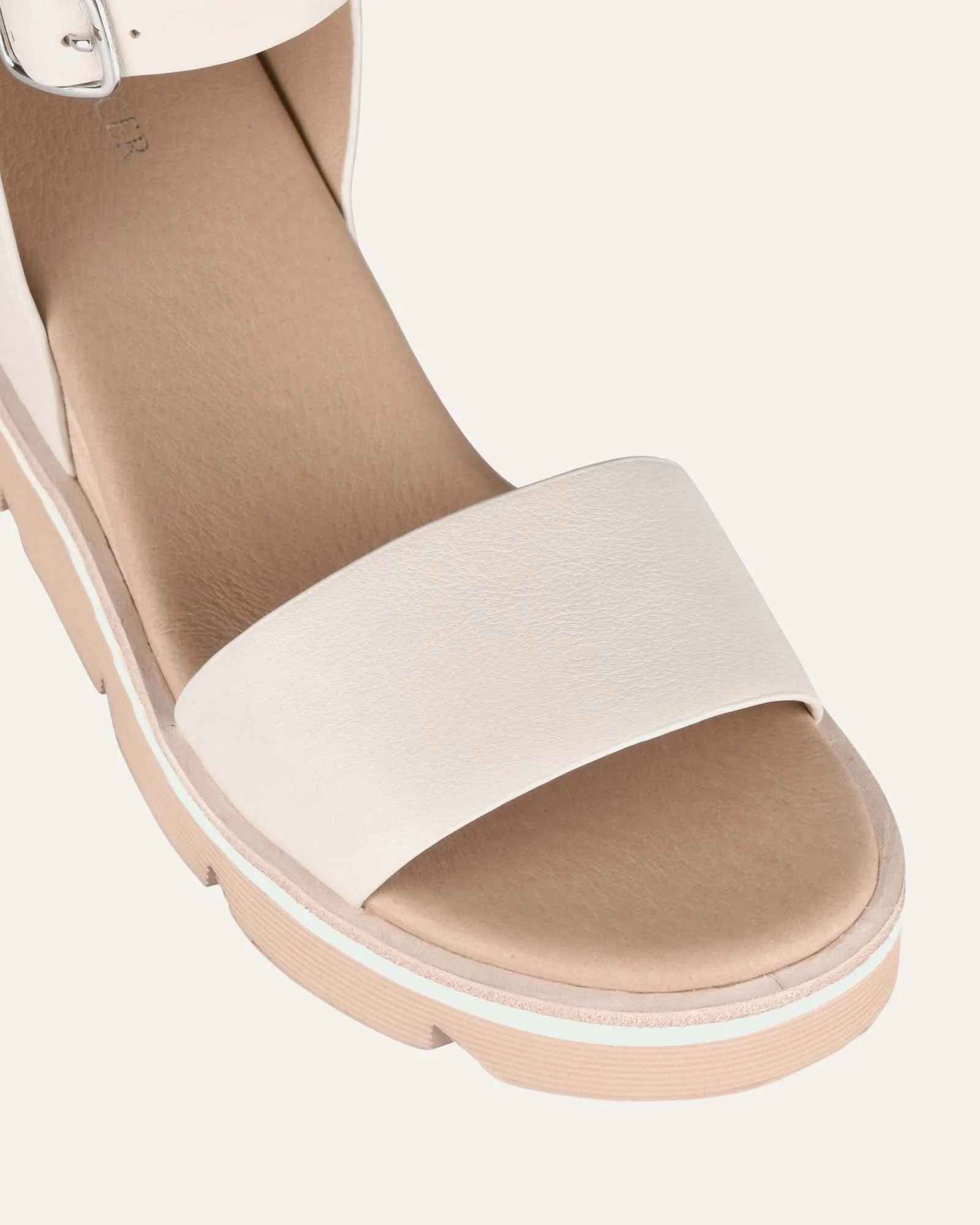 SANDALES KATIE À TALON MOYEN ET SEMELLE COMPENSÉE EN CUIR BONE