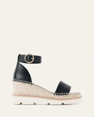 KELLY WEDGES À TALON MOYEN NOIR ET BLANC