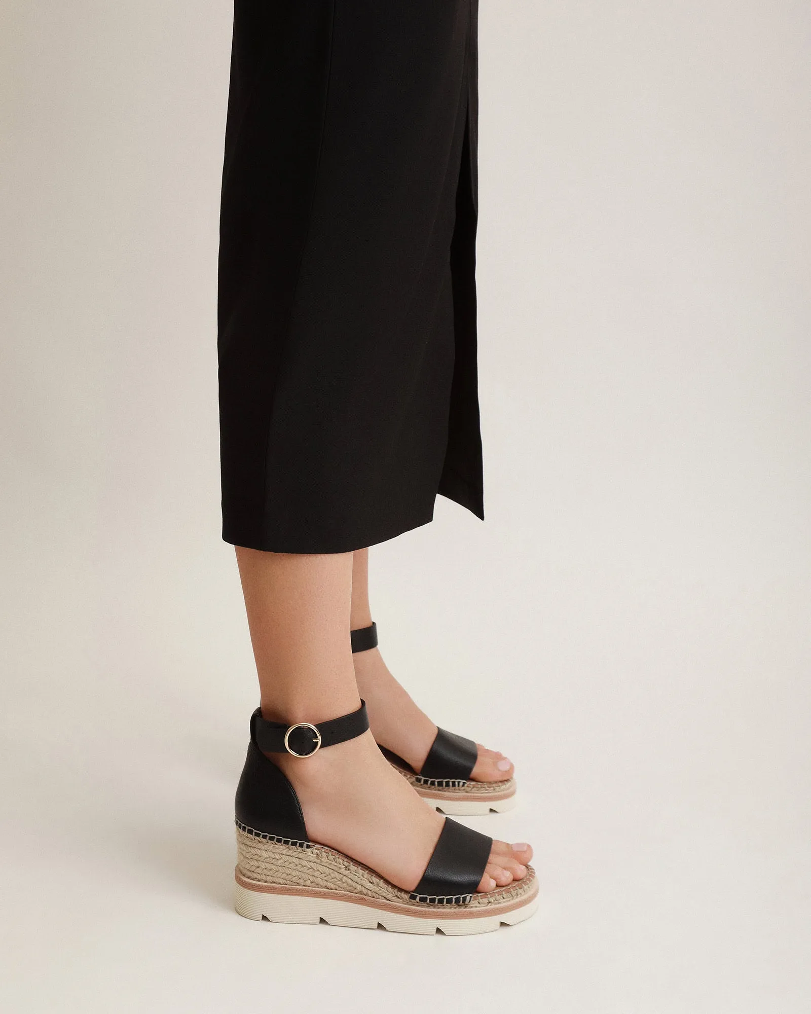 KELLY WEDGES À TALON MOYEN NOIR ET BLANC