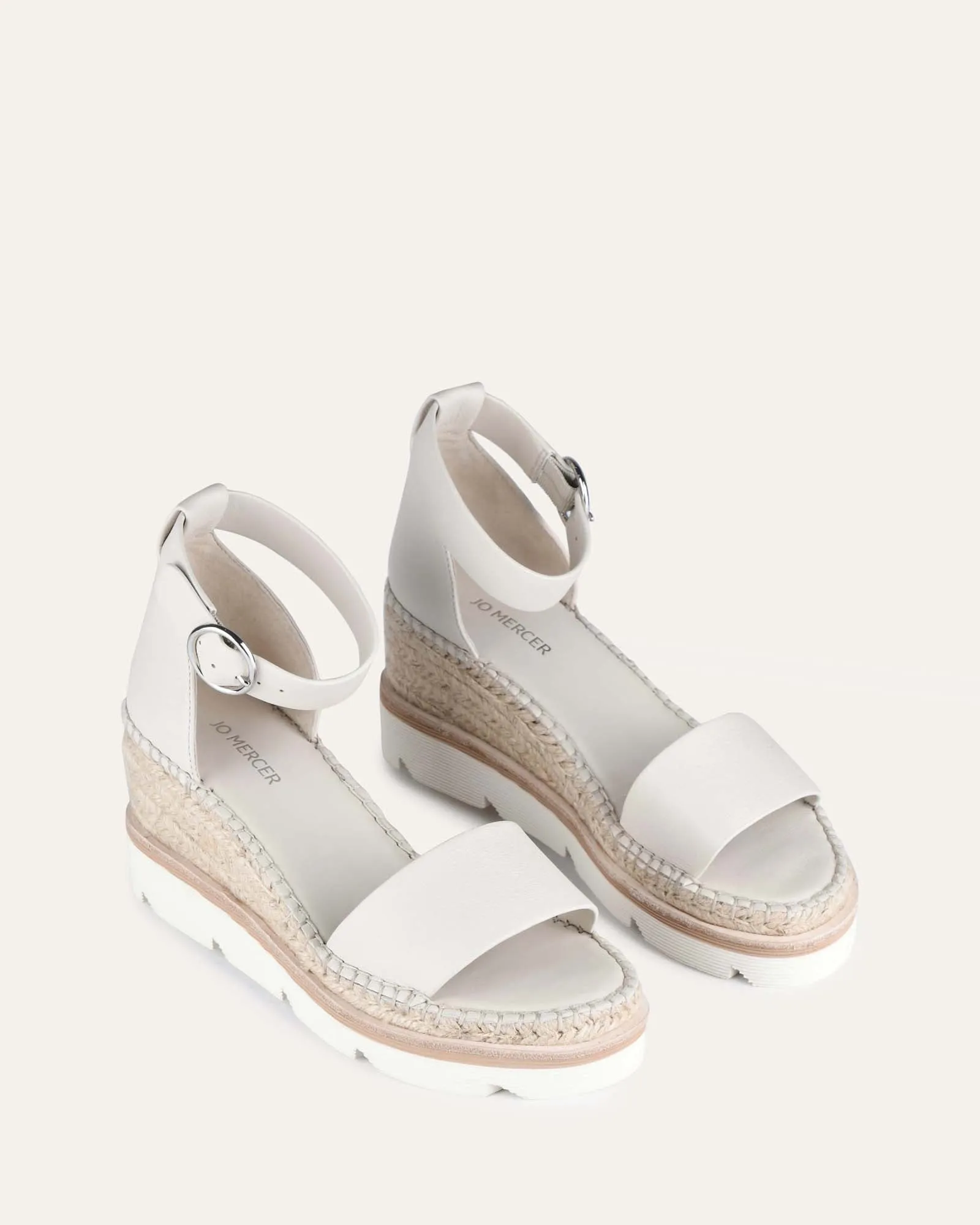 KELLY WEDGES À TALON MID EN CUIR BONE