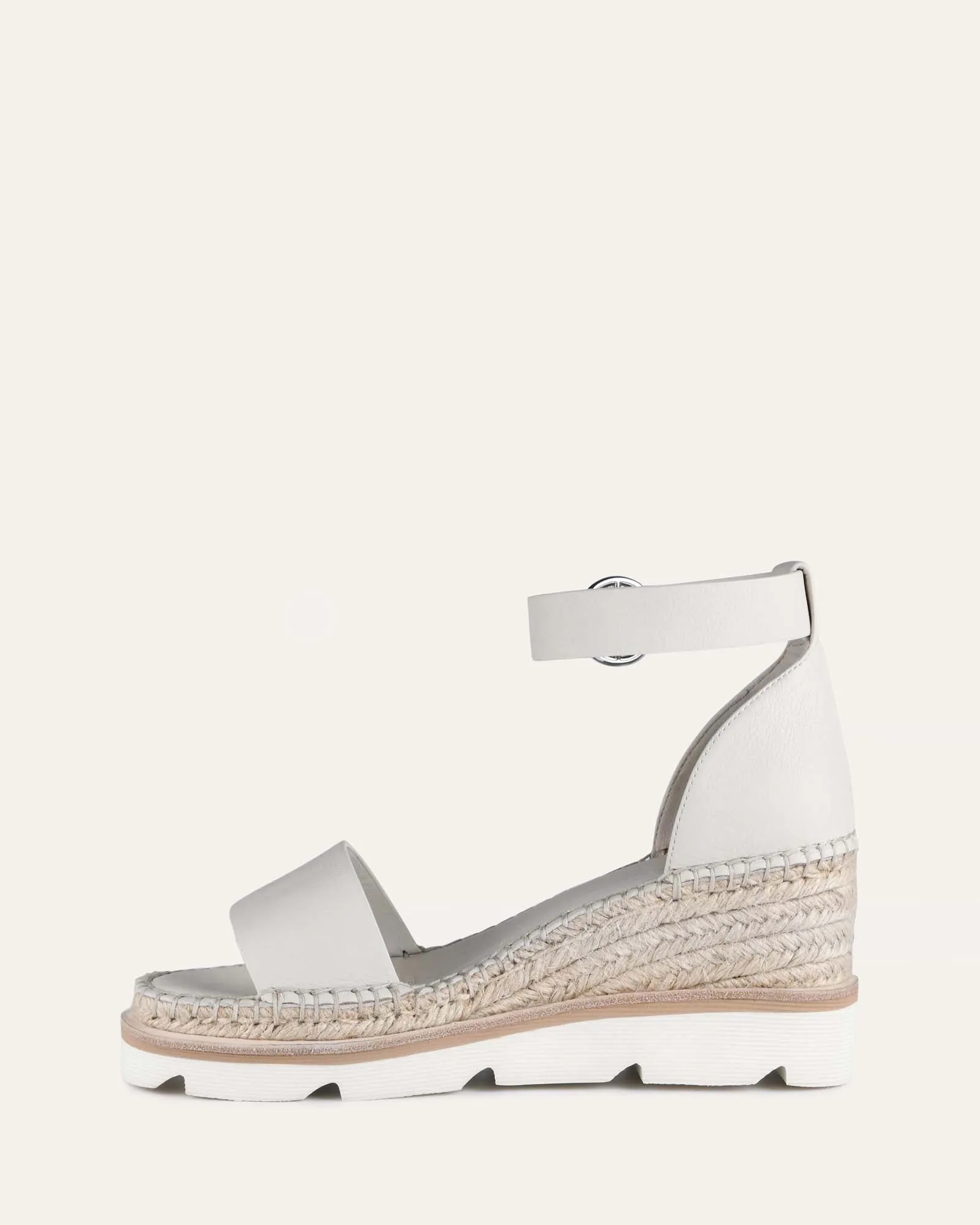 KELLY WEDGES À TALON MID EN CUIR BONE