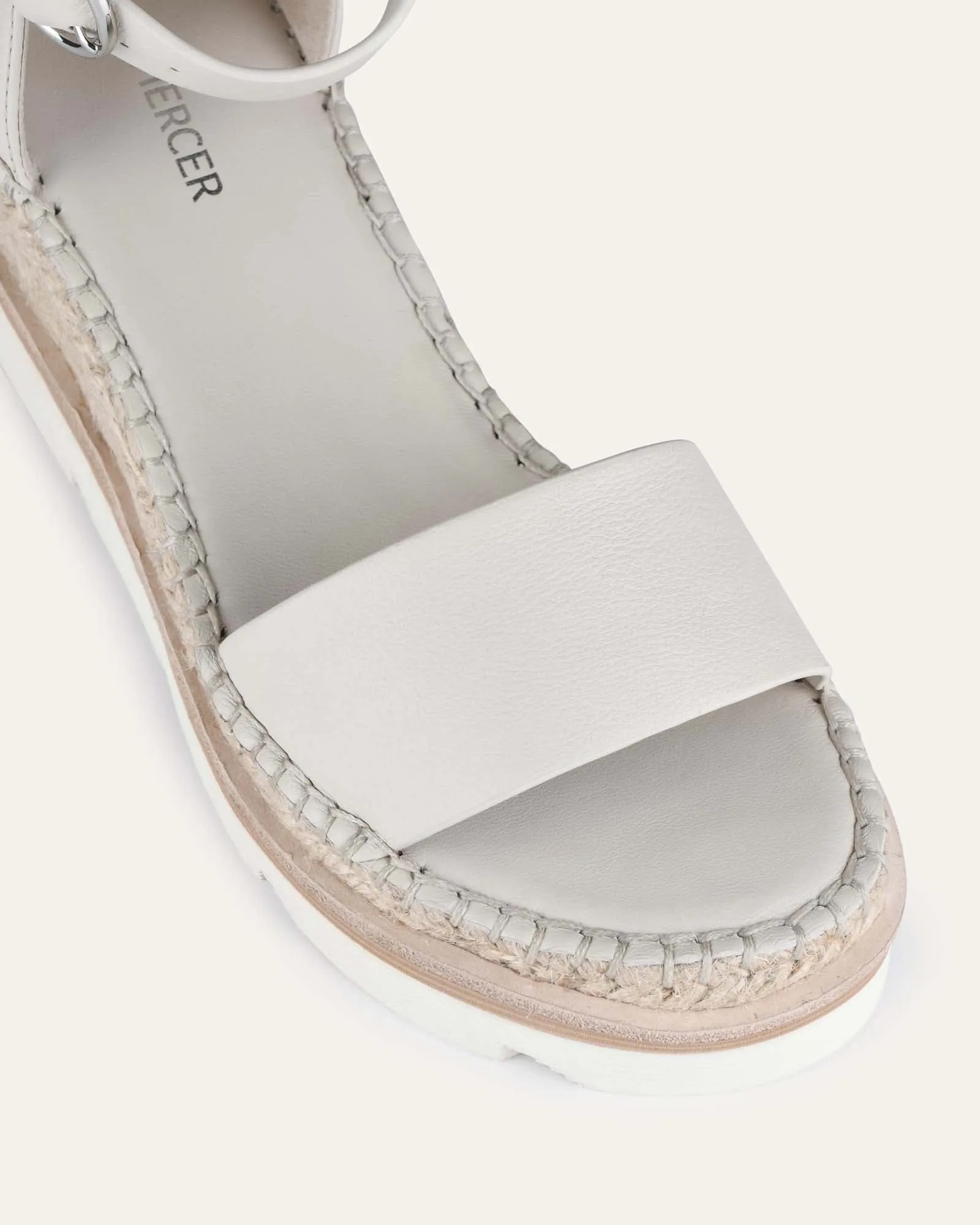 KELLY WEDGES À TALON MID EN CUIR BONE