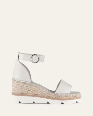 KELLY WEDGES À TALON MID EN CUIR BONE