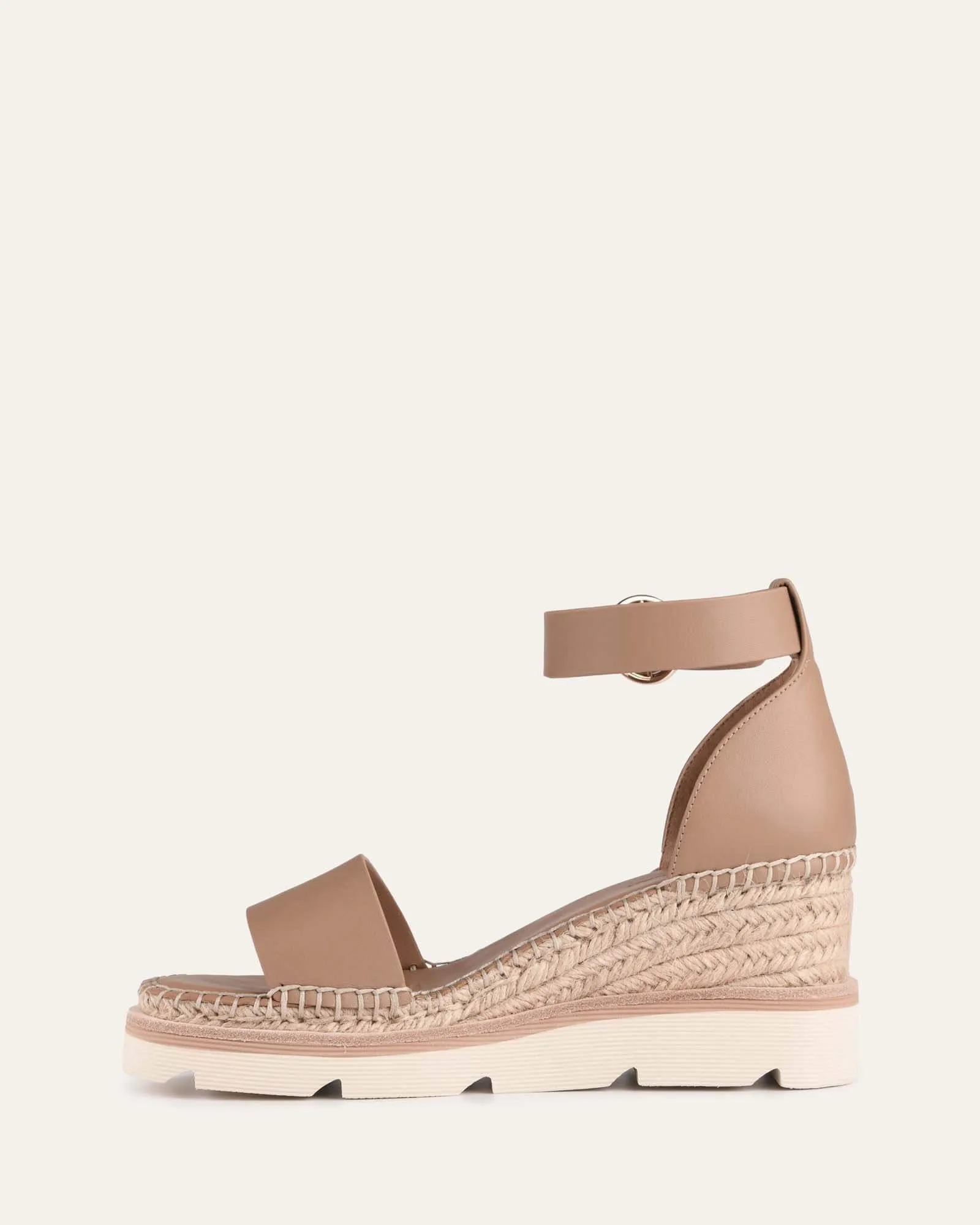 WEDGES KELLY À TALON MOYEN EN CUIR TAN