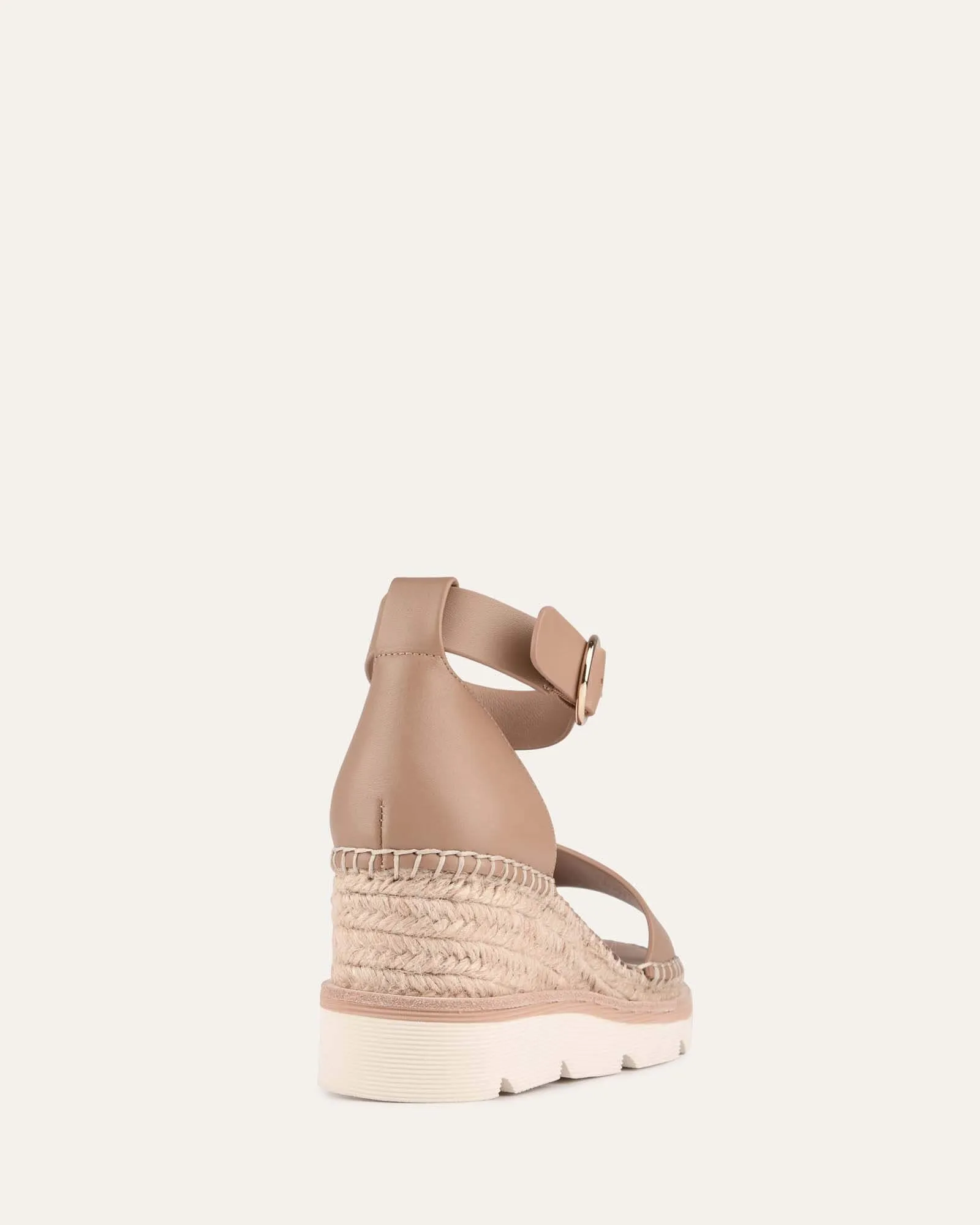 WEDGES KELLY À TALON MOYEN EN CUIR TAN