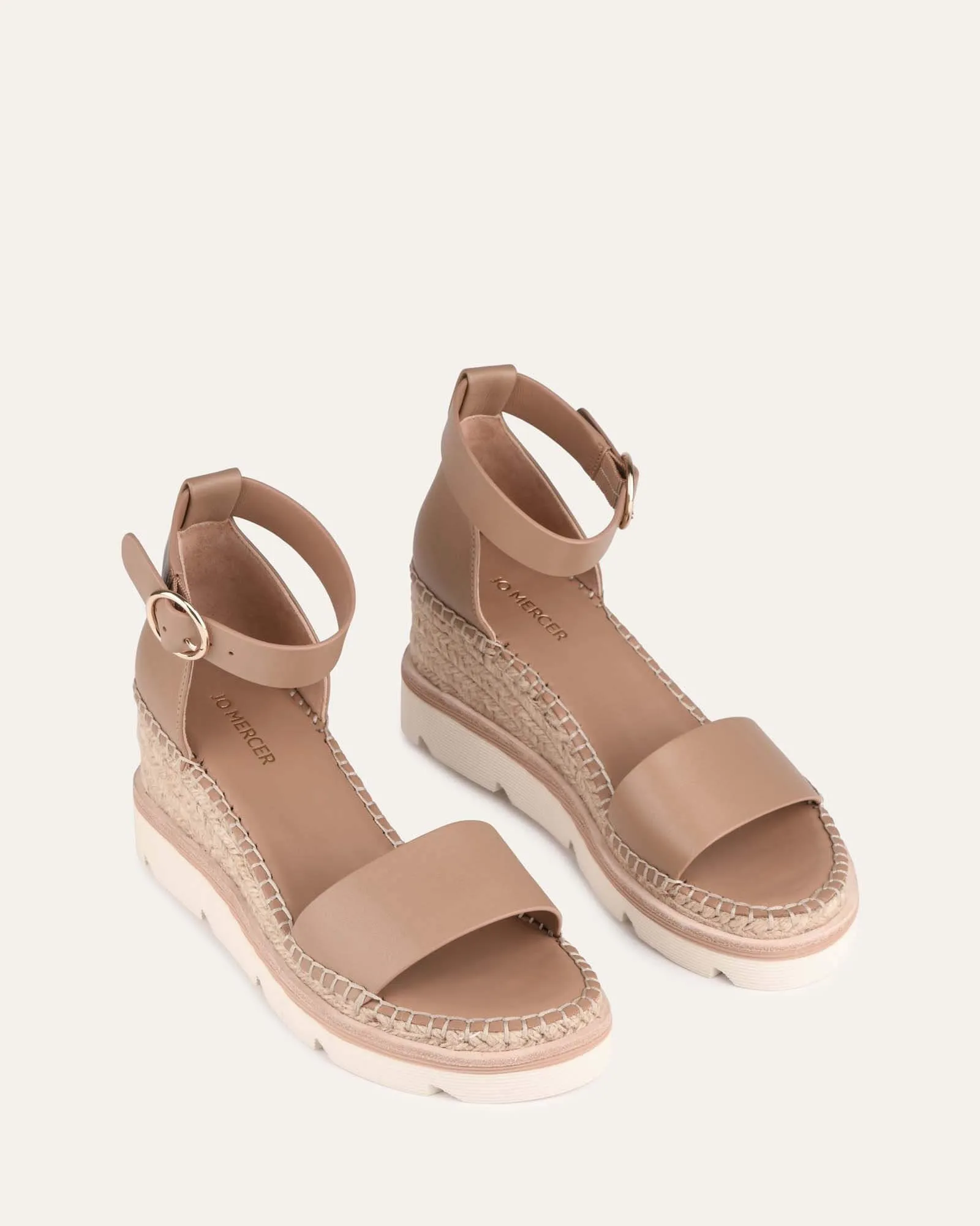 WEDGES KELLY À TALON MOYEN EN CUIR TAN