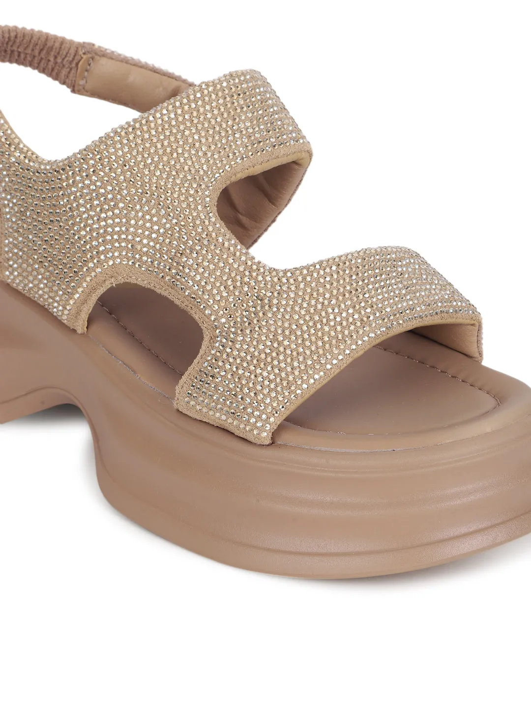 Escarpins élégants à enfiler en similicuir kaki avec strass (TC-RS3637-KHA)