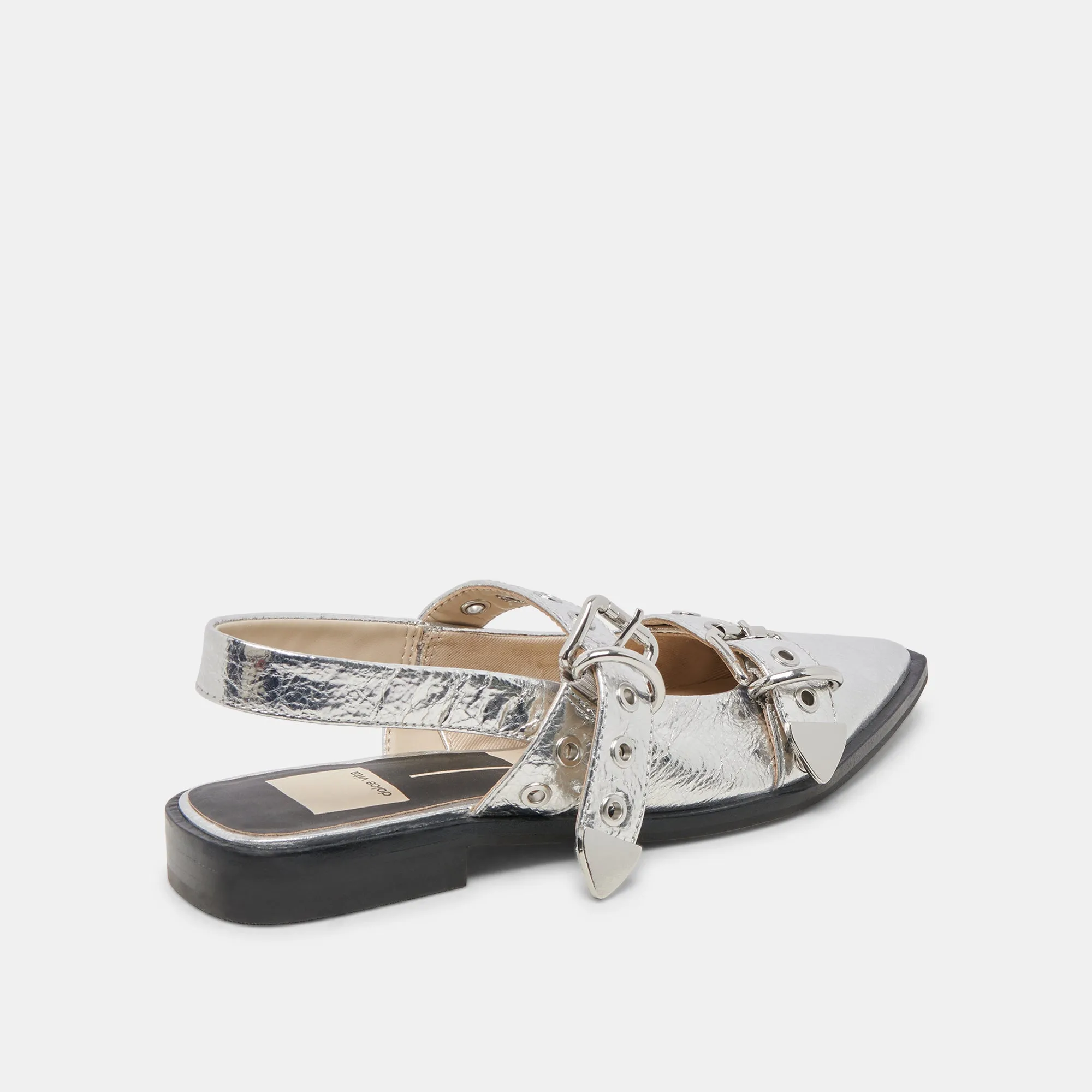 LABELL FLATS CUIR ARGENTÉ VIEILLI