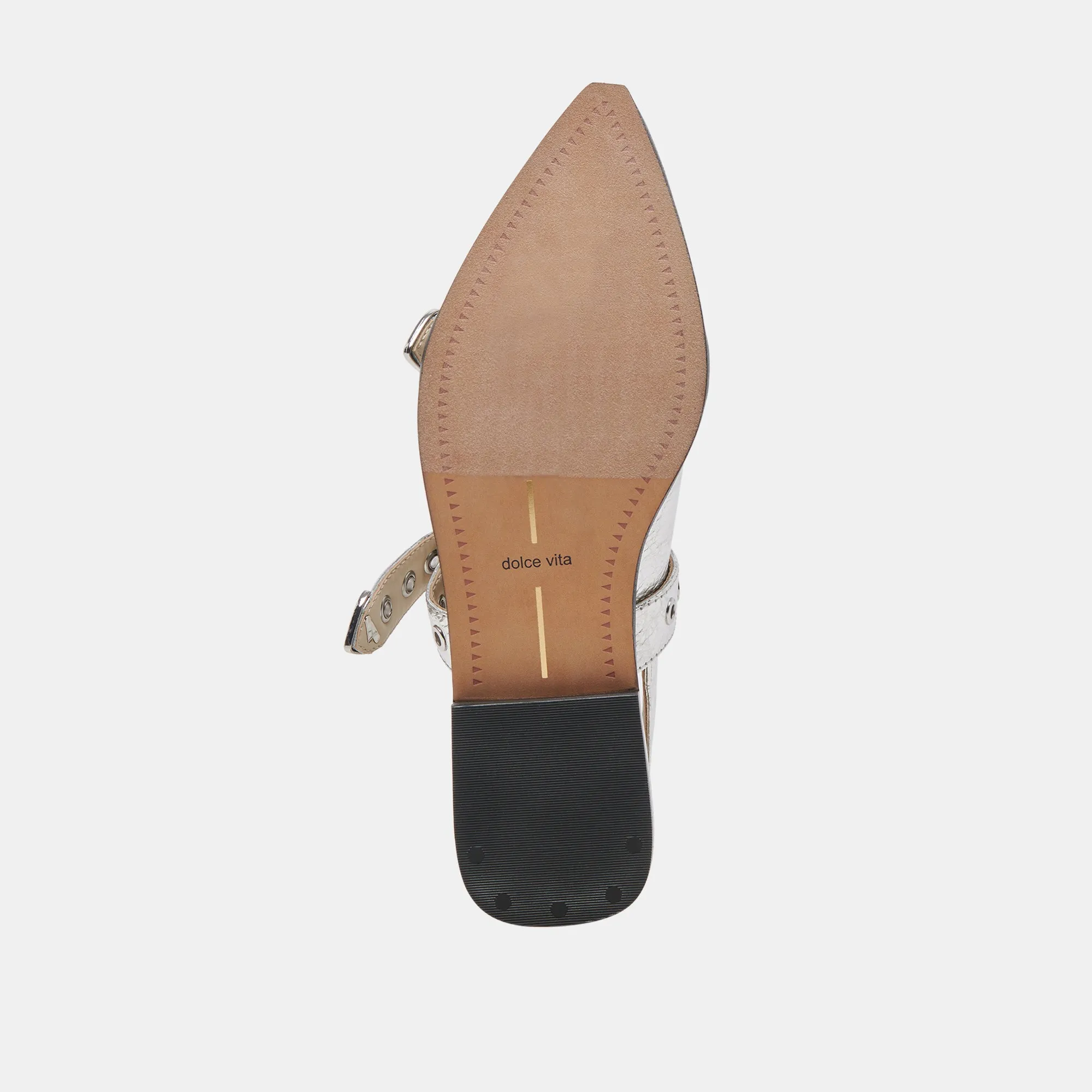 LABELL FLATS CUIR ARGENTÉ VIEILLI