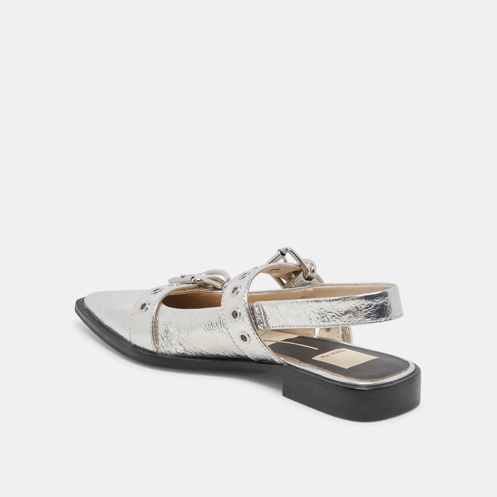 LABELL FLATS CUIR ARGENTÉ VIEILLI